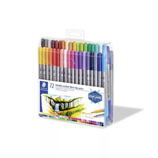 Filctoll készlet, 0,8/3,0 mm, kétvégű, STAEDTLER® "3200", 72 különböző szín