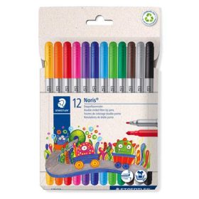   Filctoll készlet, 1-3 mm, kétvégű, kimosható, STAEDTLER "Noris® 320, 12 különböző szín