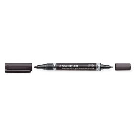   Alkoholos marker, 0,6/1,5 mm, kúpos, kétvégű, STAEDTLER "Lumocolor® duo 348", fekete