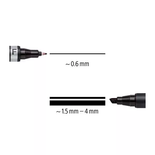 Alkoholos marker, 0,6/1,5 mm, kúpos, kétvégű, STAEDTLER "Lumocolor® duo 348", fekete