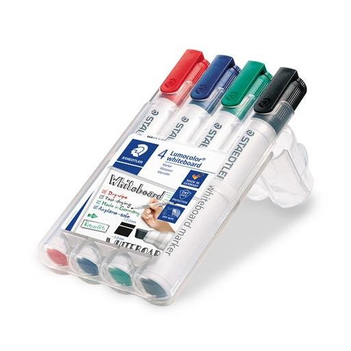 Táblamarker készlet, 2-5 mm, vágott, STAEDTLER "Lumocolor® 351 B", 4 különböző szín