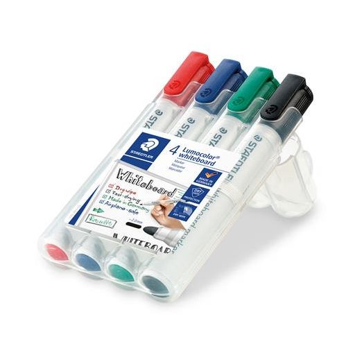 Táblamarker készlet, 2 mm, kúpos, STAEDTLER "Lumocolor® 351", 4 különböző szín
