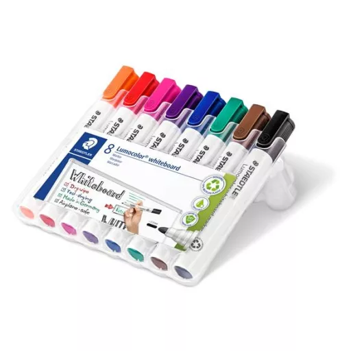 Táblamarker készlet, 2 mm, kúpos, STAEDTLER "Lumocolor® 351", 8 különböző szín
