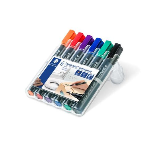 Alkoholos marker készlet, 2 mm, kúpos, STAEDTLER "Lumocolor® 352", 6 különböző szín