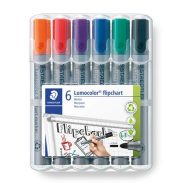   Flipchart marker készlet, 2 mm, kúpos, STAEDTLER "Lumocolor 356", 6 különböző szín