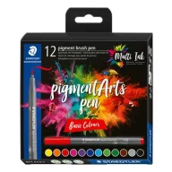   Ecsetirón készlet, STAEDTLER "Pigment brush 371", 12 különböző alapszín