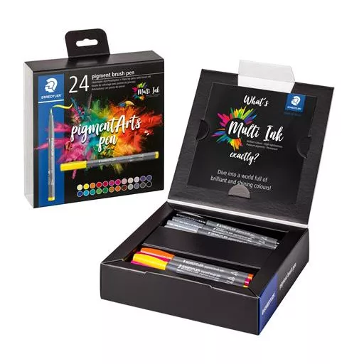 Ecsetirón készlet, STAEDTLER "Pigment brush 371", 24 különböző szín