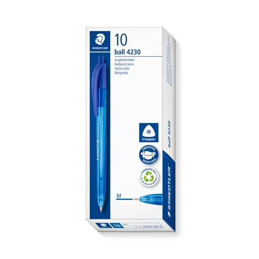 Golyóstoll, 1 mm, nyomógombos, STAEDTLER "Ball 4230 M", kék