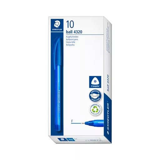 Golyóstoll, 0,3 mm, kupakos, STAEDTLER "Ball 432", kék