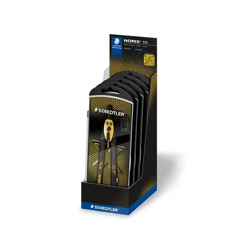 Körző készlet, precíziós, 3 darabos, STAEDTLER "Norix® 555", sárga