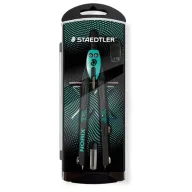   Körző készlet, precíziós, 3 darabos, STAEDTLER "Norix® 555", zöld