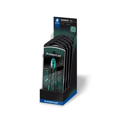 Körző készlet, precíziós, 3 darabos, STAEDTLER "Norix® 555", zöld