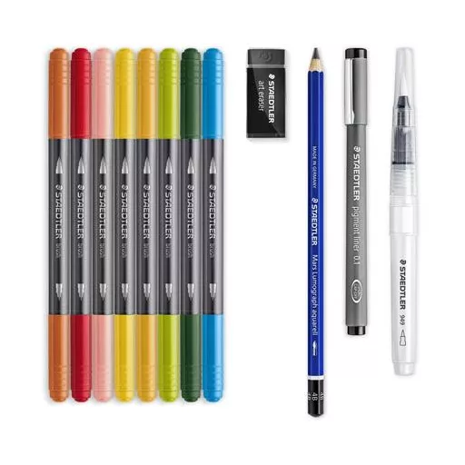 Ecsetirón készlet, kétvégű, STAEDTLER "Mixed Set 5", 8 különböző szín