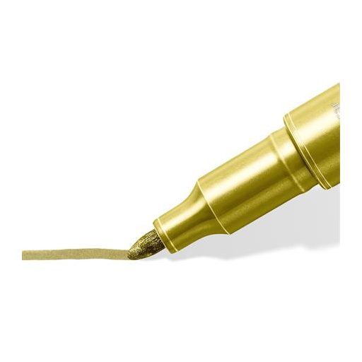 Dekormarker, 1-2 mm, kúpos, STAEDTLER "8323", 6 különböző metál szín, ajándék fekete tusfilccel