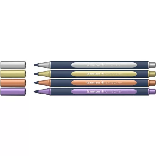 Metálfényű rollertoll készlet, 0,4 mm, SCHNEIDER "Paint-It 050" 4 különböző szín