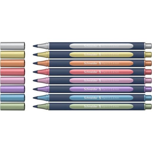 Metálfényű rollertoll készlet, 0,4 mm, SCHNEIDER "Paint-It 050" 8 különböző szín