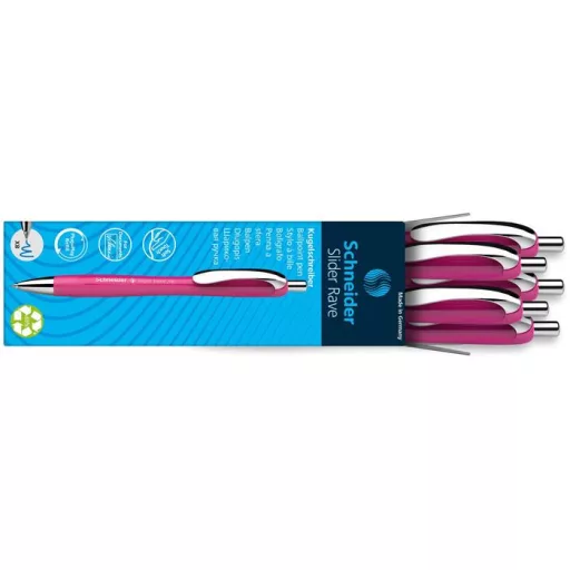 Golyóstoll, 0,7 mm, nyomógombos, SCHNEIDER "Slider Rave XB", magenta
