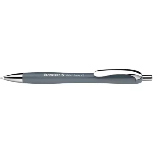 Golyóstoll, 0,7 mm, nyomógombos, SCHNEIDER "Slider Rave XB", szürke