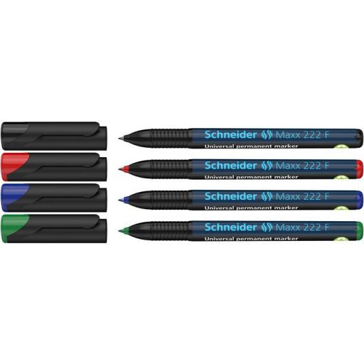 Alkoholos marker készlet, OHP, 0,7 mm, SCHNEIDER "Maxx 222 F", 4 különböző szín