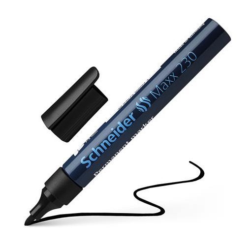 Alkoholos marker, 1-3 mm, fémházas, SCHNEIDER "Maxx 230", fekete