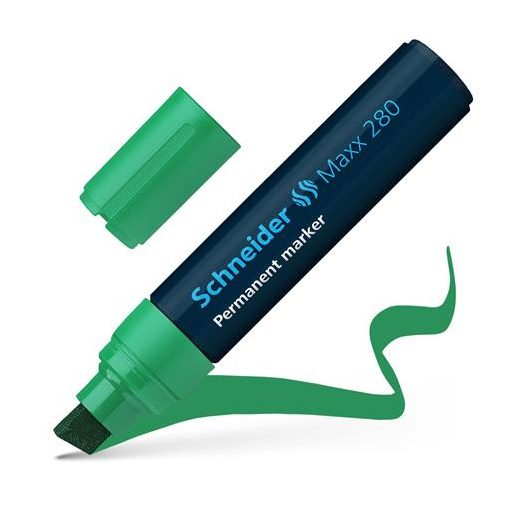 Alkoholos marker, 4-12 mm, vágott, SCHNEIDER "Maxx 280", zöld