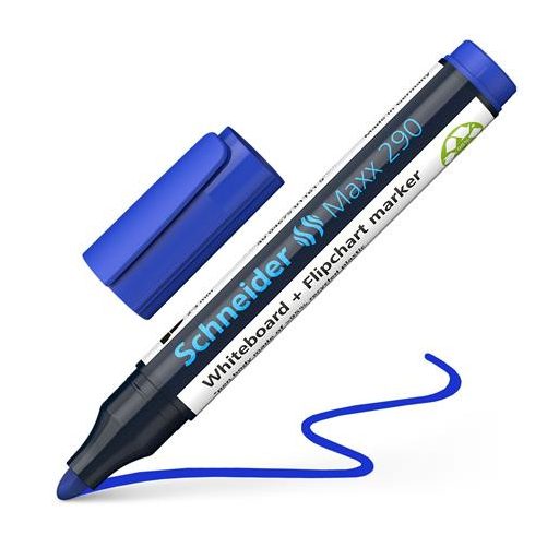 Tábla- és flipchart marker, 2-3 mm, kúpos, SCHNEIDER "Maxx 290", kék