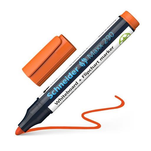 Tábla- és flipchart marker, 2-3 mm, kúpos, SCHNEIDER "Maxx 290", narancssárga