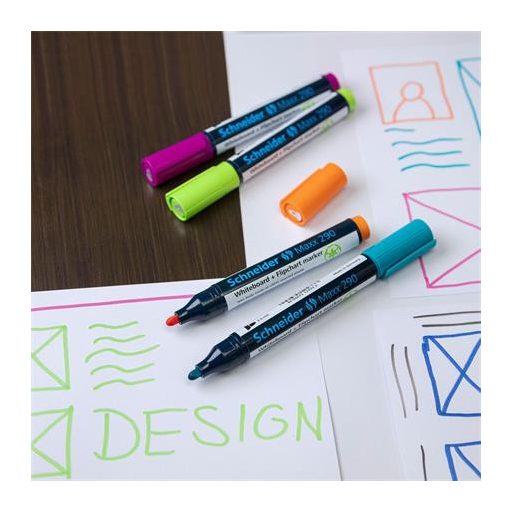 Tábla- és flipchart marker, 2-3 mm, kúpos, SCHNEIDER "Maxx 290", piros