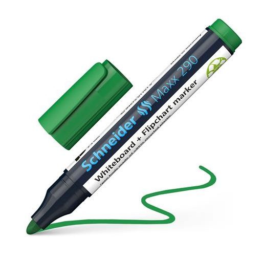 Tábla- és flipchart marker, 2-3 mm, kúpos, SCHNEIDER "Maxx 290", zöld