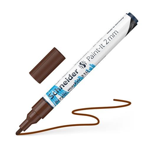 Dekormarker, akril, 2 mm, SCHNEIDER "Paint-It 310", barna