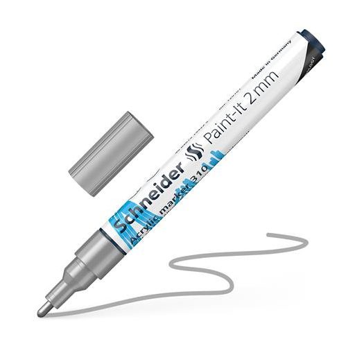 Dekormarker, akril, 2 mm, SCHNEIDER "Paint-It 310", ezüst