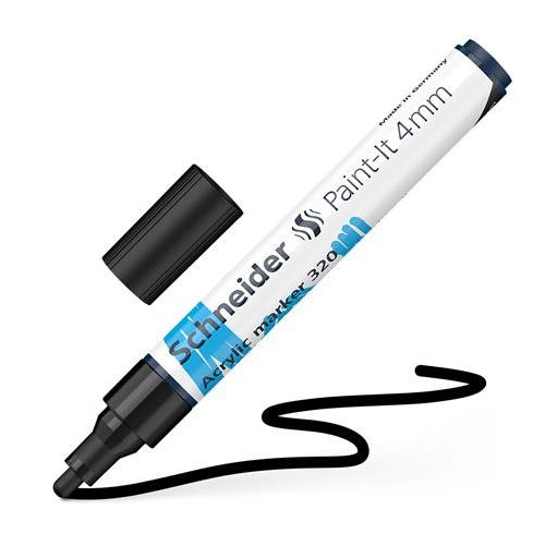 Dekormarker, akril, 4 mm, SCHNEIDER "Paint-It 320", fekete