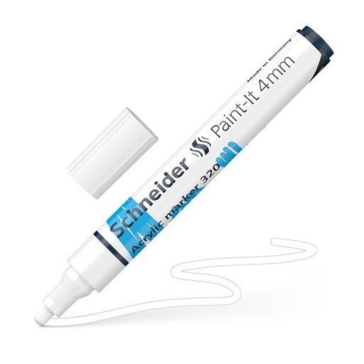 Dekormarker, akril, 4 mm, SCHNEIDER "Paint-It 320", fehér