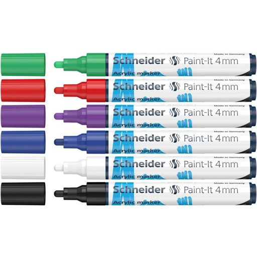 Dekormarker készlet, akril, 4 mm, SCHNEIDER "Paint-It 320", 6 különböző szín