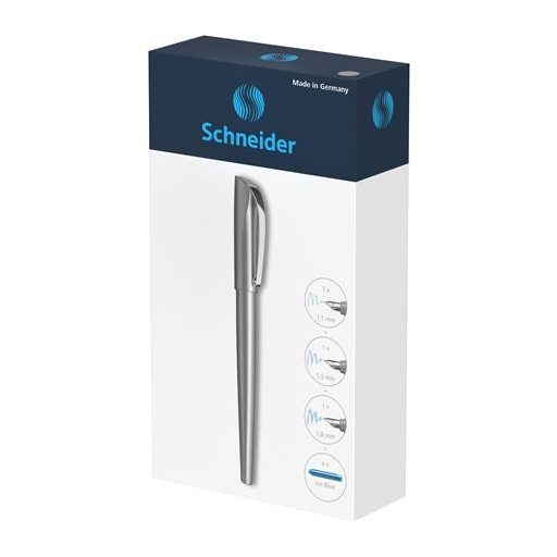 Töltőtoll ajándékszett, 1,1 mm, ajándék 1,5 és 1,8 mm-es tollheggyel, SCHNEIDER "Callissima", antracitszürke