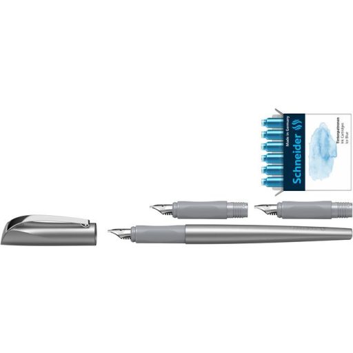 Töltőtoll ajándékszett, 1,1 mm, ajándék 1,5 és 1,8 mm-es tollheggyel, SCHNEIDER "Callissima", antracitszürke