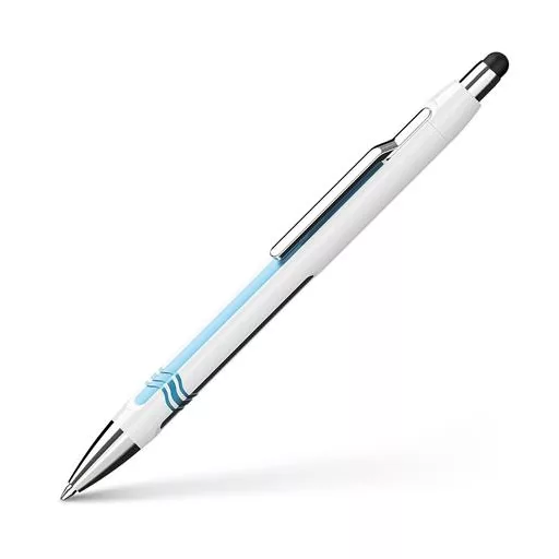 Golyóstoll, 0,7 mm, nyomógombos, érintőképernyőhöz, fehér-kék tolltest, SCHNEIDER "Epsilon Touch XB", kék