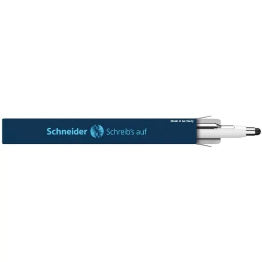 Golyóstoll, 0,7 mm, nyomógombos, érintőképernyőhöz, fehér-ezüst tolltest, SCHNEIDER "Epsilon Touch XB", kék
