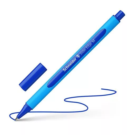 Golyóstoll, 0,5 mm, kupakos, SCHNEIDER "Slider Edge M", kék