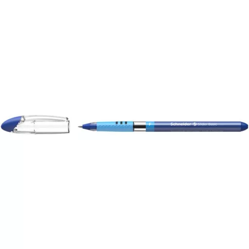 Golyóstoll, 0,3 mm, kupakos, SCHNEIDER "Slider Basic F", kék