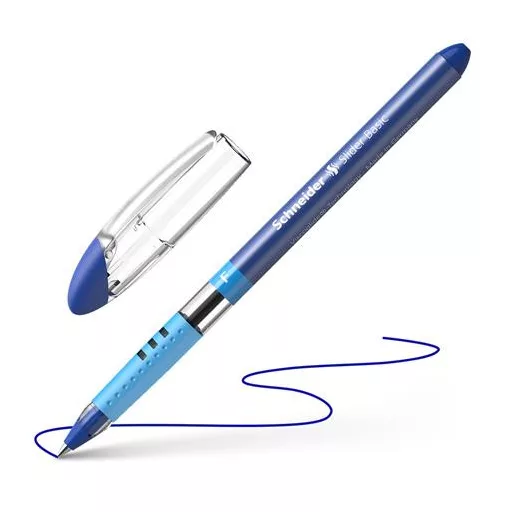 Golyóstoll, 0,3 mm, kupakos, SCHNEIDER "Slider Basic F", kék