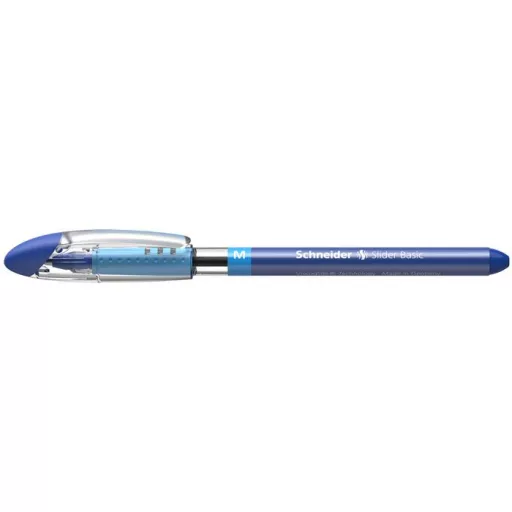 Golyóstoll, 0,5 mm, kupakos, SCHNEIDER "Slider Basic M", kék