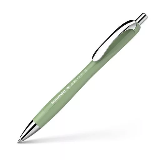 Golyóstoll, 0,7 mm, nyomógombos, SCHNEIDER "Slider Rave XB", organikus zöld