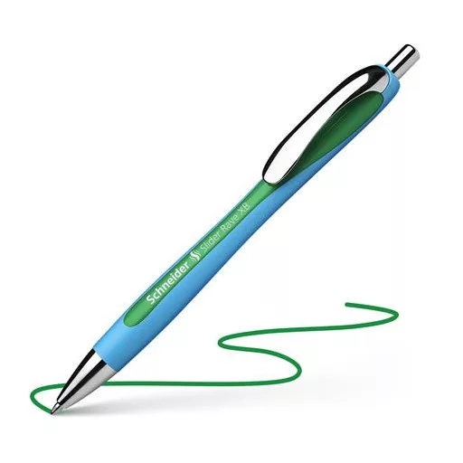 Golyóstoll, 0,7 mm, nyomógombos, SCHNEIDER "Slider Rave XB", zöld