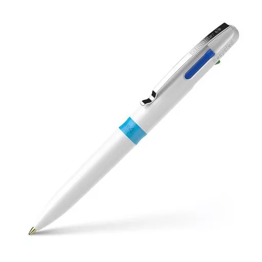 Golyóstoll, 0,5 mm, nyomógombos, négyszínű, SCHNEIDER "Take 4", fehér