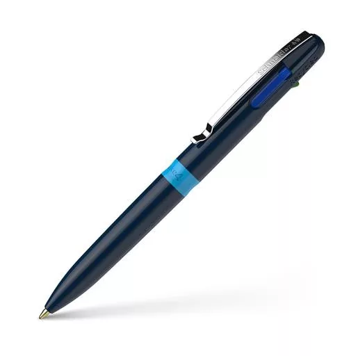 Golyóstoll, 0,5 mm, nyomógombos, négyszínű, SCHNEIDER "Take 4", sötétkék