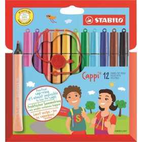   Filctoll készlet, 1 mm, STABILO "Cappi", 12 különböző szín