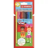   Színes ceruza készlet, hatszögletű, STABILO "Color", 12 különböző szín