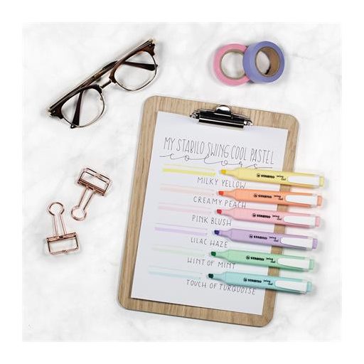 Szövegkiemelő készlet, 1-4 mm, STABILO "Swing Cool Pastel", 6 különböző szín