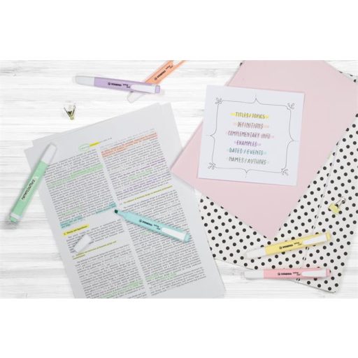 Szövegkiemelő készlet, 1-4 mm, STABILO "Swing Cool Pastel", 6 különböző szín